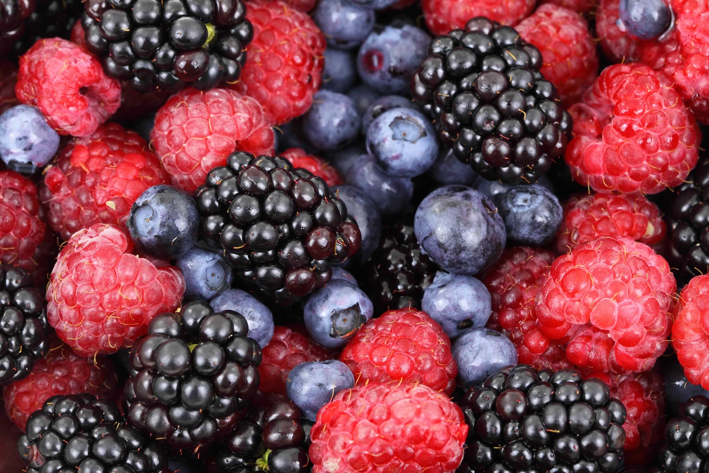 Raspberries, blackberries, blueberries